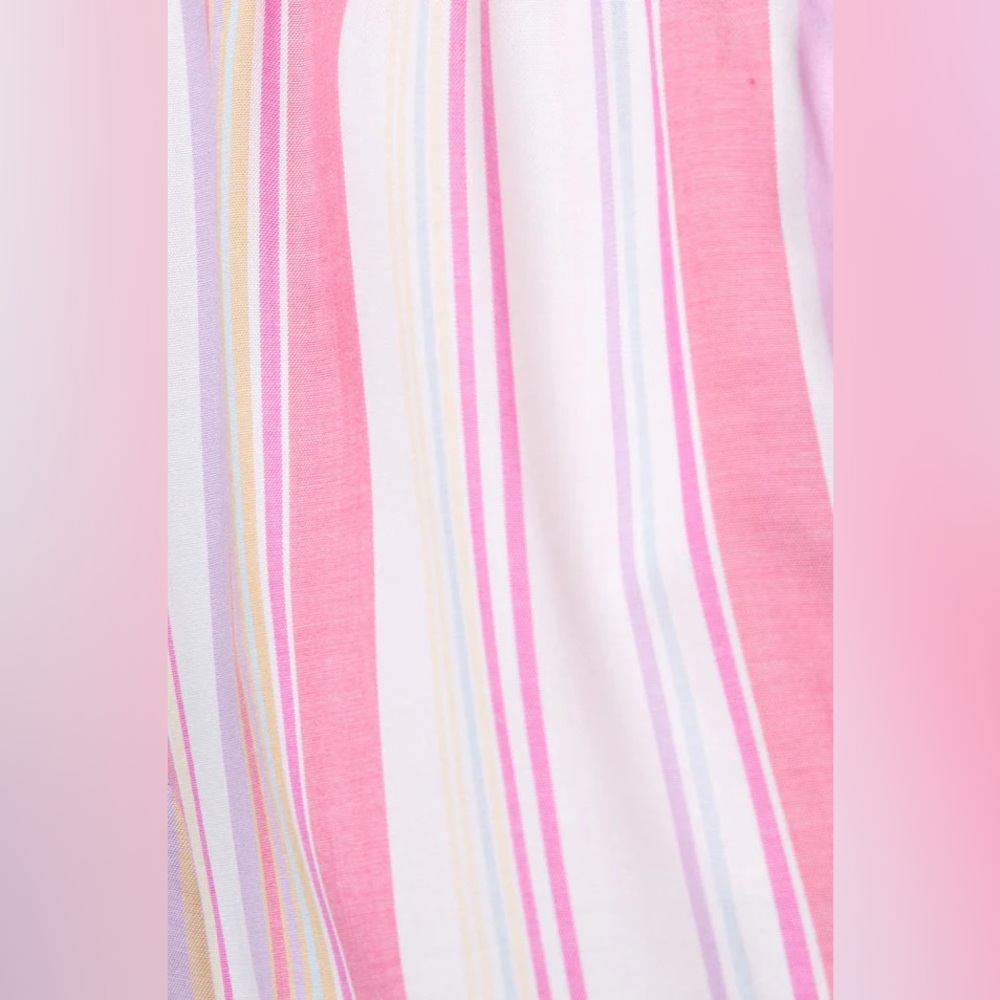 PJ Salvage ‘Staycation’ Mini Shift Ruffle Hem Slip Dress in Pink Stripes, M/L - Picture 6 of 10
